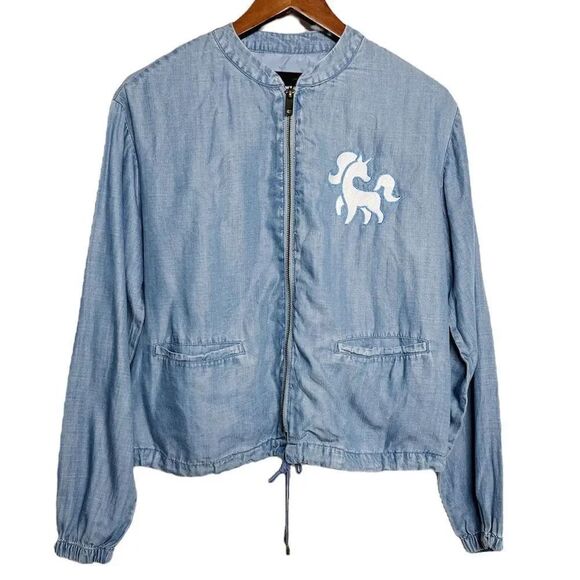 Who What Wear My Little Pony Denim Zip Up Jacket Blue Size Small - Picture 1 of 5